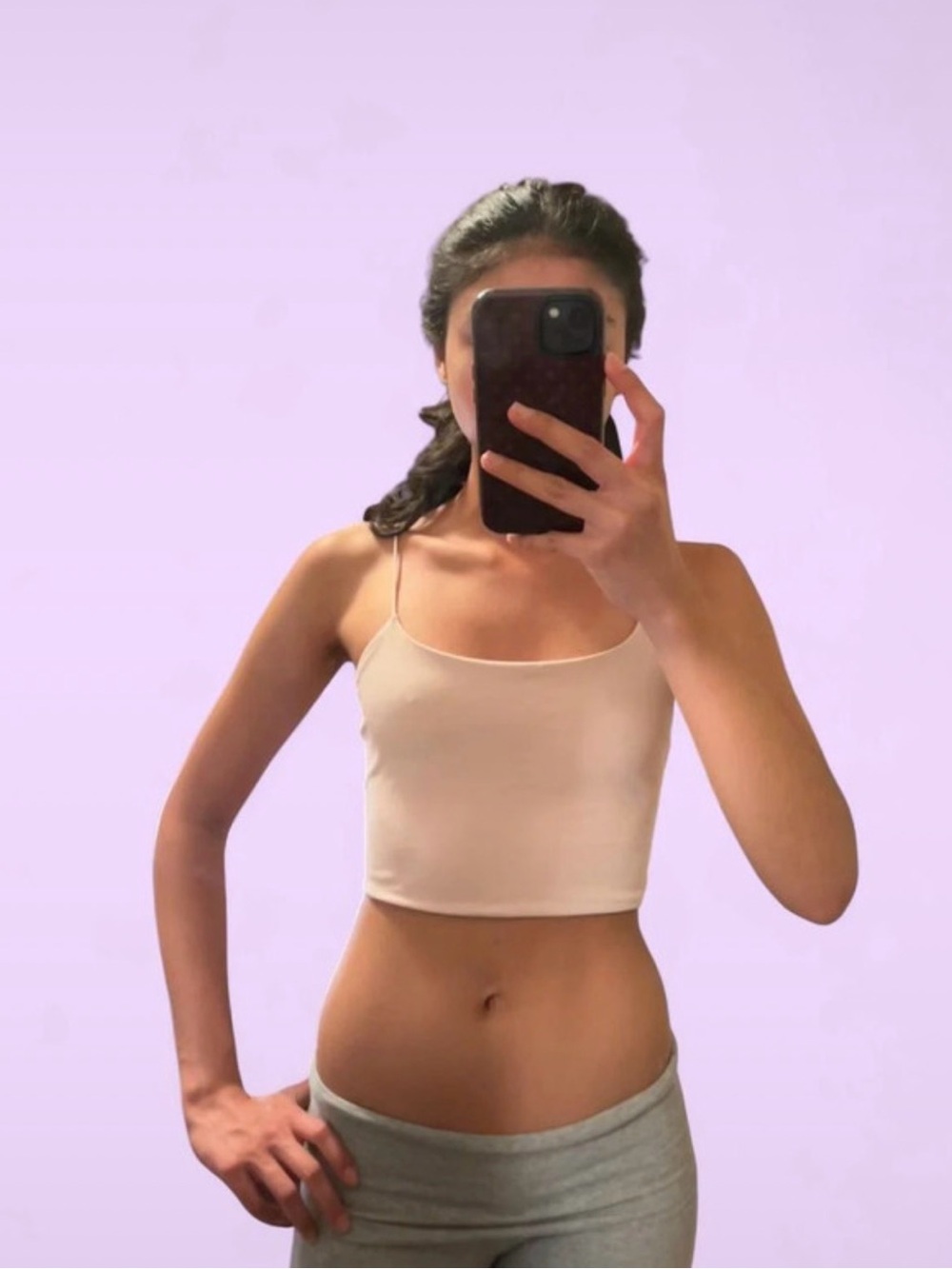 Garage Beige Spaghetti-Strap Crop Tank - Picture 3 of 3